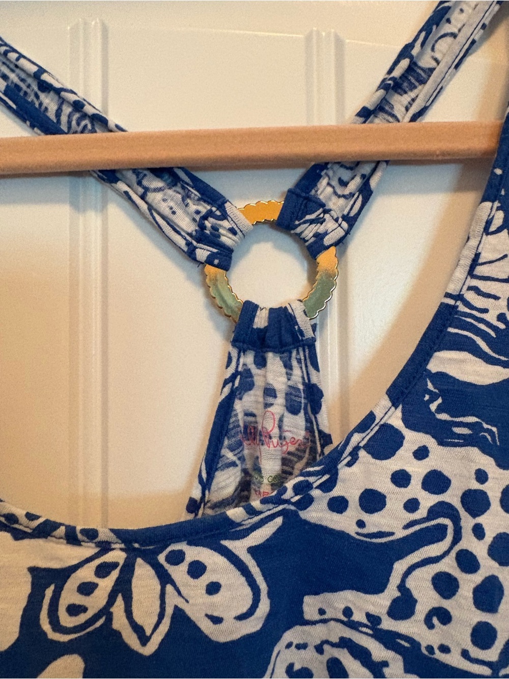 Lilly Pulitzer Blue & White Floral swim coverup - Women's large. GUC - Picture 2 of 5